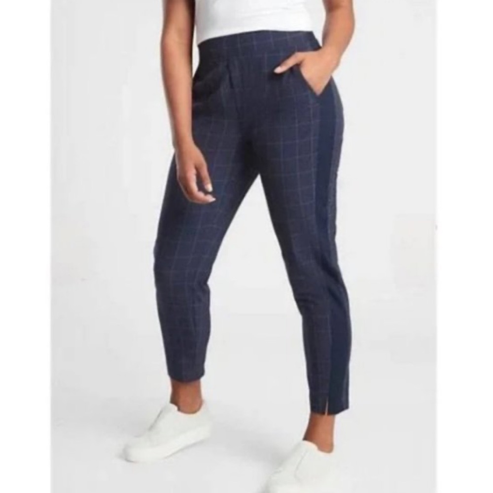 Athleta Brooklyn Navy Checkered Pants